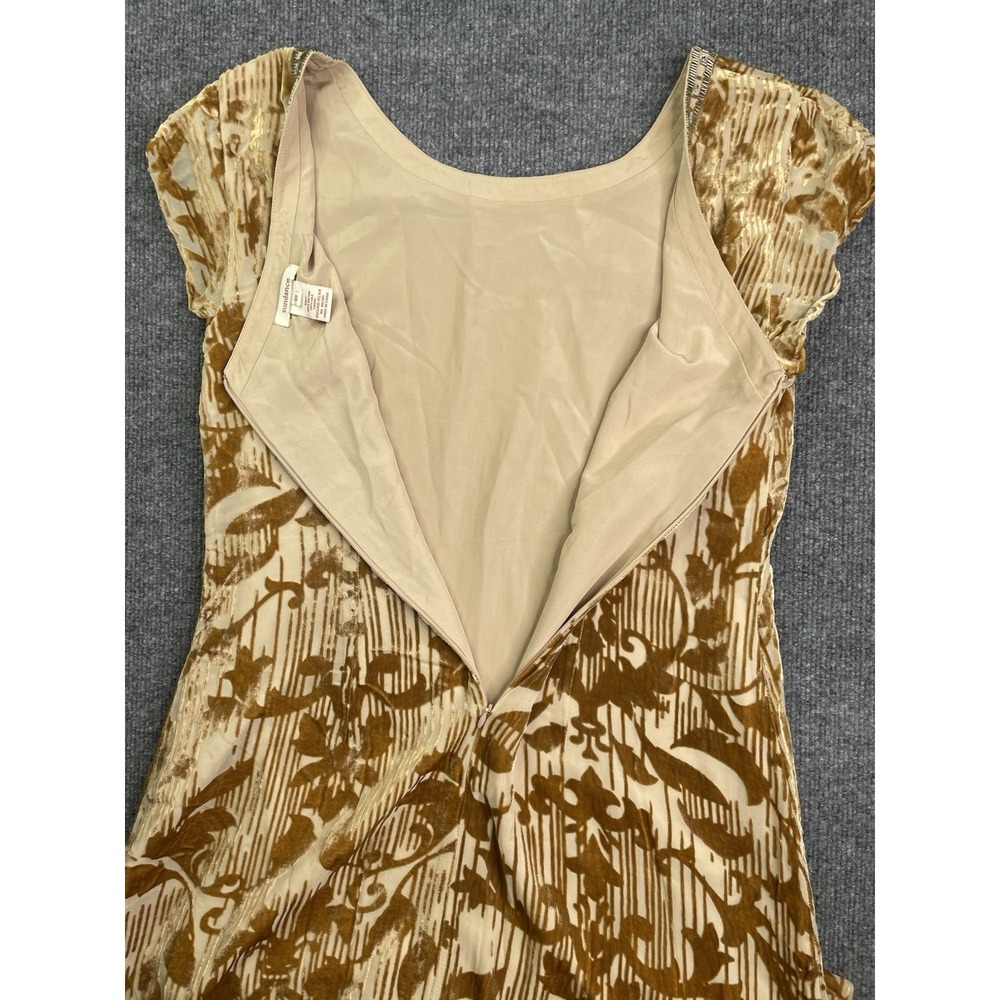 Sundance Dress Women's 10 Champagne Vineyard‎ Silk Burnout Velvet Embellished - Picture 6 of 8